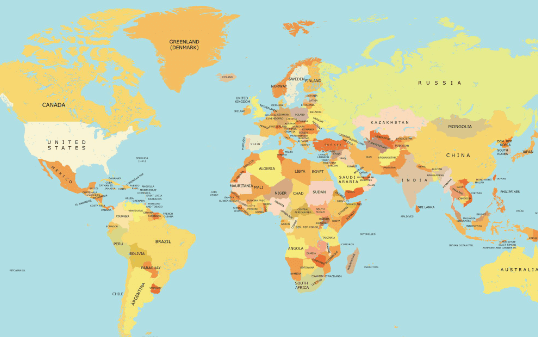 Labeled:V-Xzjijklp4= World Map